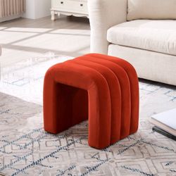 New Modern Velvet Tufted Foot Stool Vanity Stoo, Rust Color