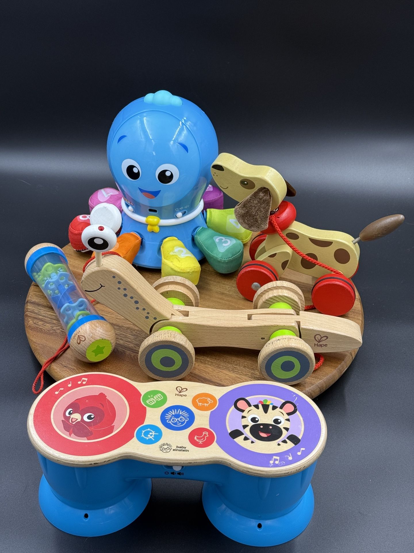 HAPE BABY EINSTEIN toy Lot Bundle 5 Toys Montessori Leaning Development Interactive Smart Wooden Play
