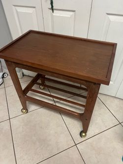 Mid-Century Modern serving bar cart or tea trolley featuring a classic Scandinavian modern aesthetic.