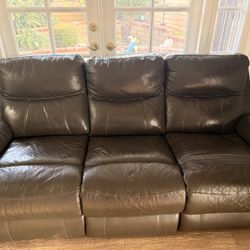 Top Grain Leather Dark Gray Sofa 