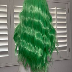 New Neon Green Long Wig Cosplay Festival Rave Raver Costume