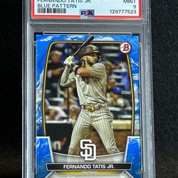 2023 Bowman 🔥 Fernando Tatis Jr 🔥 Blue Pattern 124/125 PSA 9 Mint 💎 - San Diego Padres