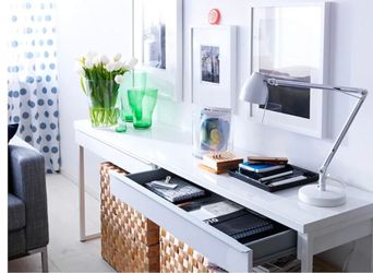 Ikea High White Gloss Desk with 2 drawers