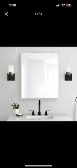 Glacier bay 24 in. W x 30 in. H Rectangular Brushed Nickel Medicine Cabinet with Mirror