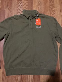 YoungLA Men's Long Sleeve PoloCollared, Knit, Size small 100% cotton olive green