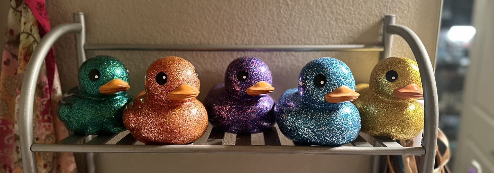 Collection of 5 Large Sparkling Rubber Ducks *please READ description For Location*