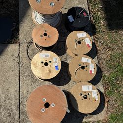 Various Spools of Speaker and Network Cabling