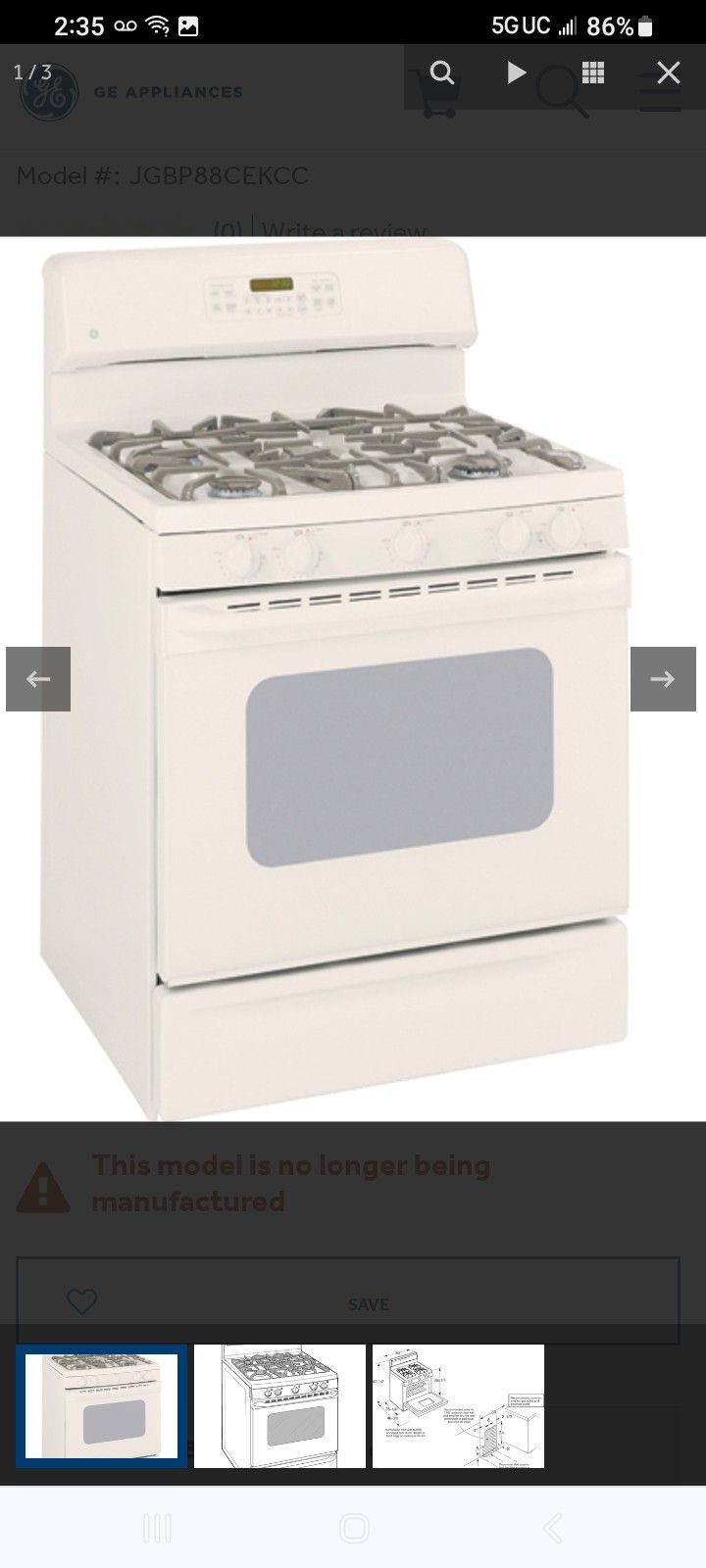 GE GAS RANGE