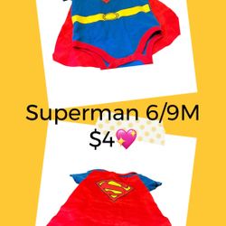 Superman Bodysuit with Removable Cape, Size 6/9 Months Pre Love Condition