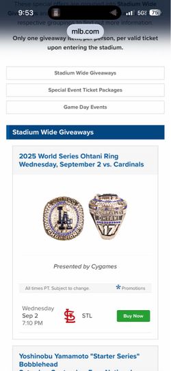 2025 World Series Ohtani Ring Wednesday, September 2 vs. Cardinals