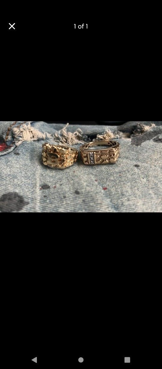 14k Gold Rings One With Diamonds