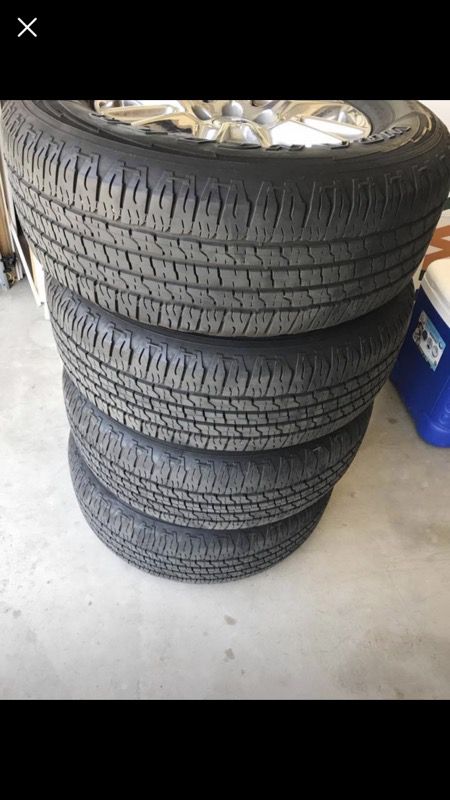 For Sale. 4 Goodyear tires. Wrangler 275/65 R18. Still plenty of miles left on them