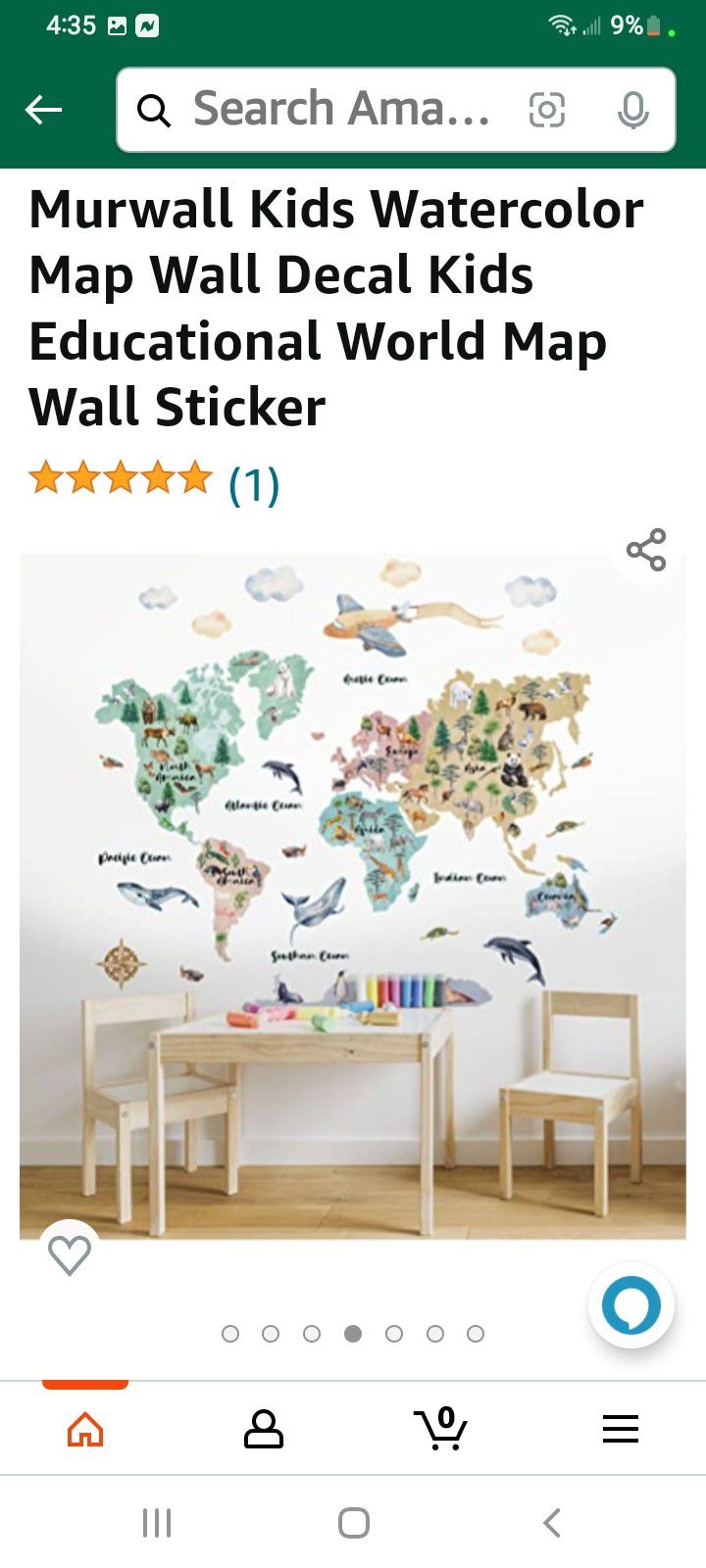 Mural Kids Educational Watercolor Map Of The World 