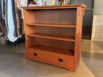 Short Mission Style Bookshelf w/ Drawer