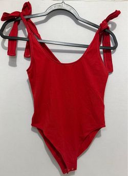 Red Tie-Shoulder Bodysuit forever21 size M