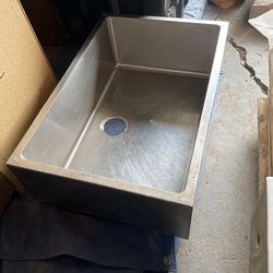 Brushed Nickel Farmhouse Sink 30” X 20”