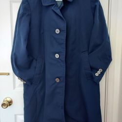 Like-New Navy Blue Men Trench Coat Size M