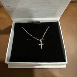 Brand New 18K Gold Over Sterling Silver Cross Necklace