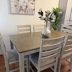 Modern Wood Dining Table Set (6 Chairs Included) – Excellent Condition