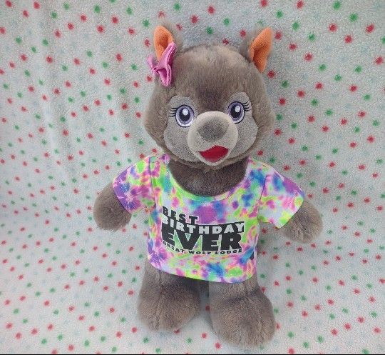 Build a Bear VIOLET THE WOLF 16” Soft Plush Great Wolf Lodge w/ Tie Dye Bday