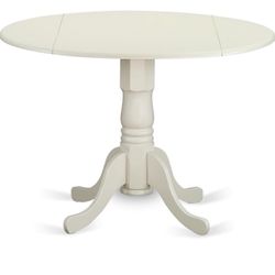 East West Furniture Dublin Modern Kitchen Table - a Round Dining Table Top with Dropleaf