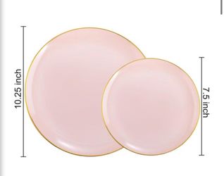 60 pcs Heavy Duty Pink Disposable Plates - 30Dinner and 30Dessert Plates (Pink)