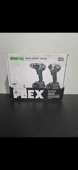 Flex 24v DRILL DRIVER AND IMPACT DRIVER KIT New Never Used