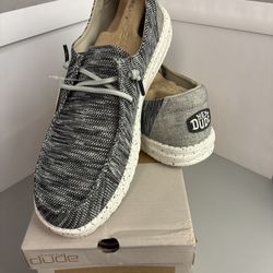 Hey Dude Women’s 11 Wendy Sox Dark Grey White Sole New in Box $65 Comfy Relaxed