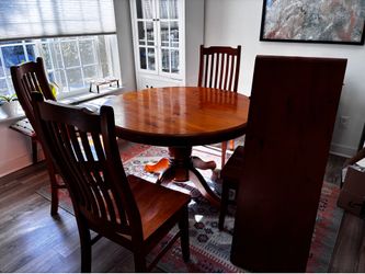 Solid wood dinner table + 4 chairs