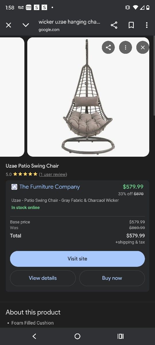 Uzae Wicker Hanging Chairs 