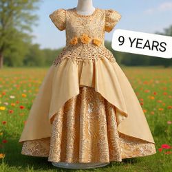 Girls Gold Formal Gown Size 9 Years