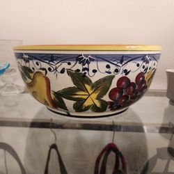 Tabletops Gallery Tellina 12" Large Ceramic Serving Bowl Fruit Handpainted
