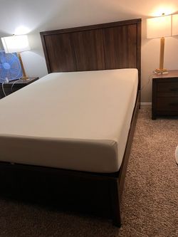 Queen bed frame/ Queen  memory foam mattress/ mattress topper