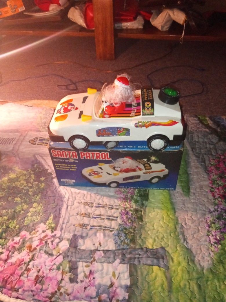 Rare 1980s Santa Driving Car In Box 