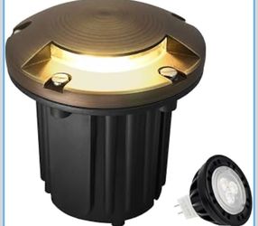 MALORY Low Voltage Landscape Well Lights,(φ126 mm 12V Brass Top Cover Outdoor In Ground Lights,Landscape Lighting for Pathway, Driveway and Garden (On