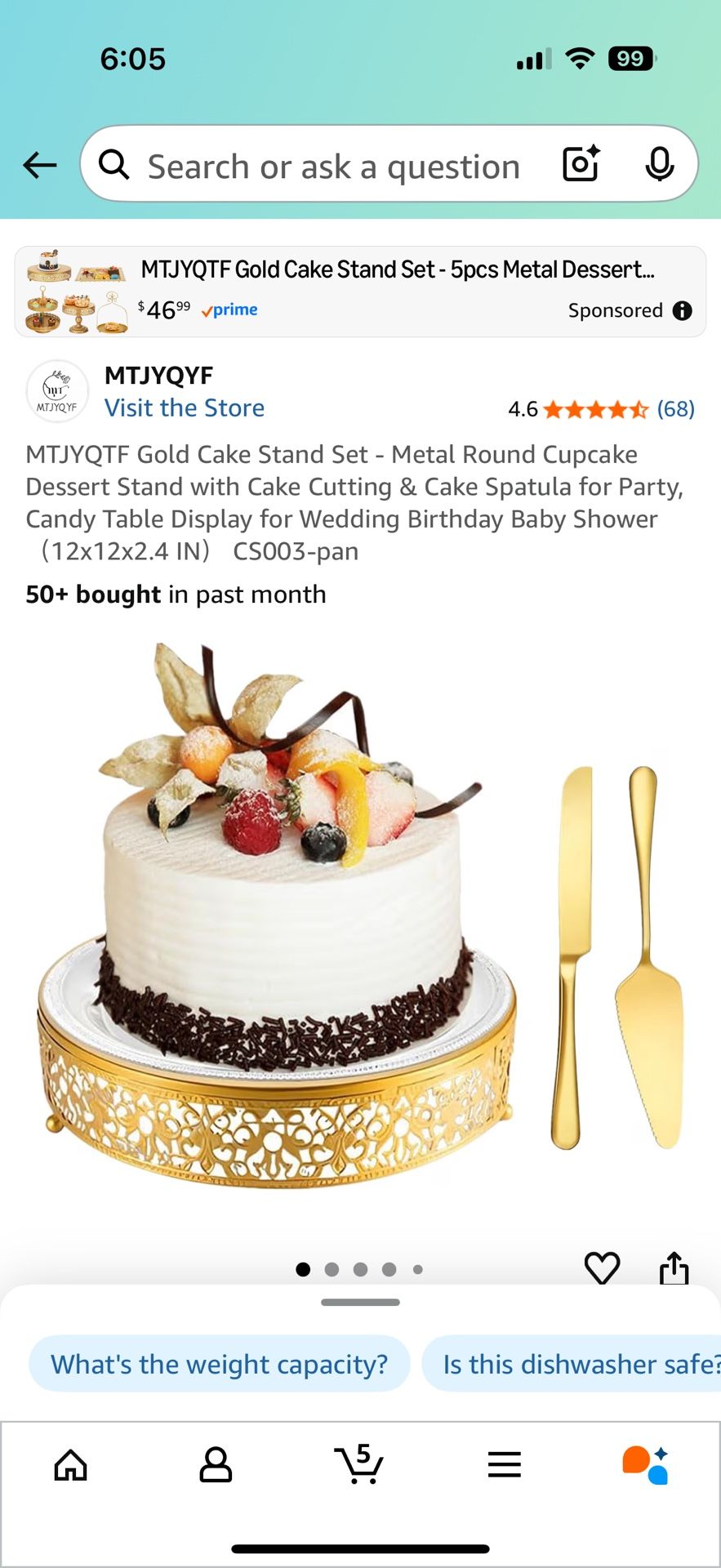 New Gold Cake Plate And Servware 