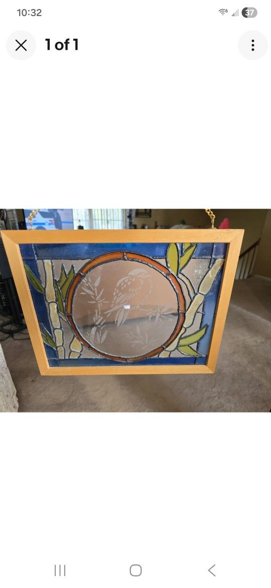 STAINED GLASS CARDINAL WINDOW PANEL 11×16