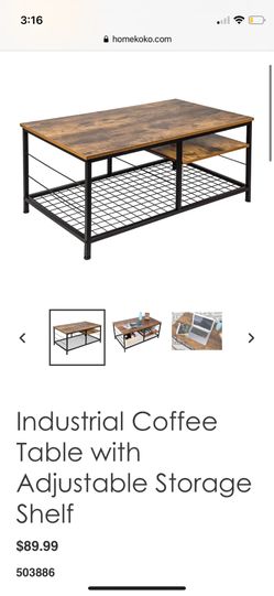 Coffee Table With Adjustable Shelf