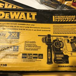 Brand New DEWALT 20V MAX XR Cordless Brushless 1 in. SDS Plus L-Shape Rotary Hammer (Tool Only)