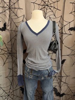 Hollister stripe long sleeve v neck top