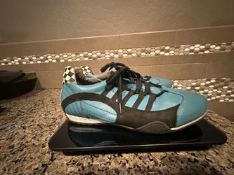 Grandprix Originals Leather Driving Shoes - Petrol Blue & Checker - Men's 11.5