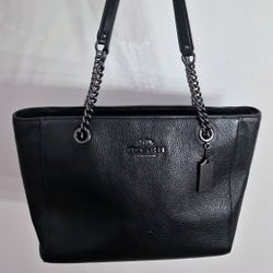 Coach Black Leather Cammie Chain Tote