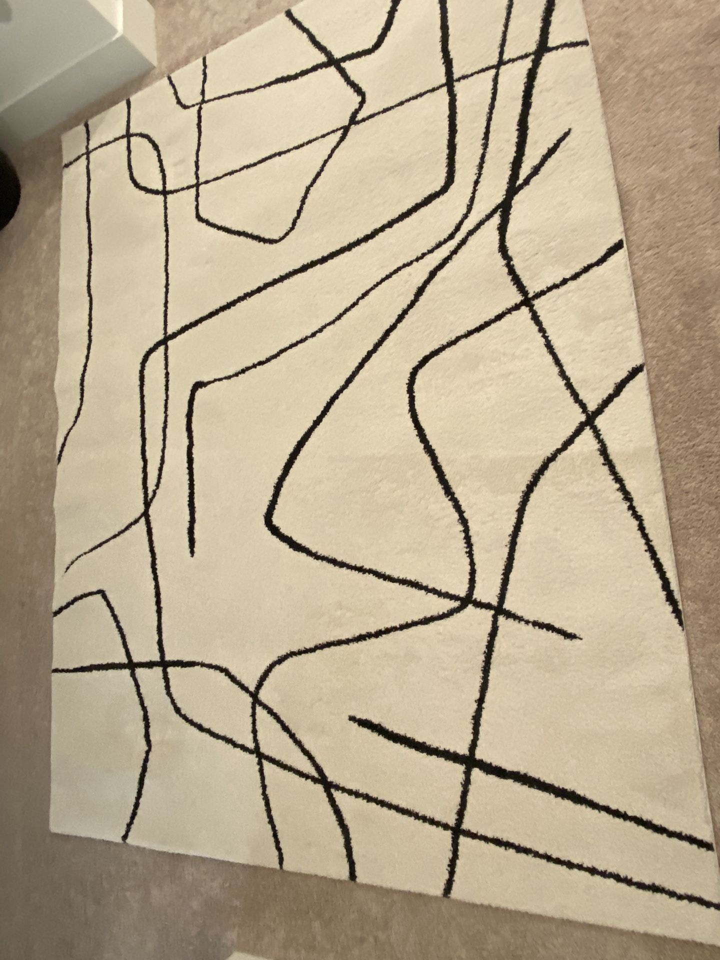 Cream And Charcoal 5x7 Abstract Area Rug