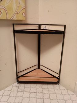 New Desktop Metal and Wood Corner Shelf