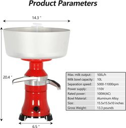 Milk Cream Centrifugal Separator Electric Cream Separator Stainless #3232P UP1