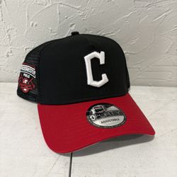 MLB New Era Cleveland Guardians Black Red Progressive Field Patch Trucker Style 9forty SnapBack Hats 