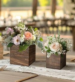 Rustic Brown DIY Wood Floral Boxes