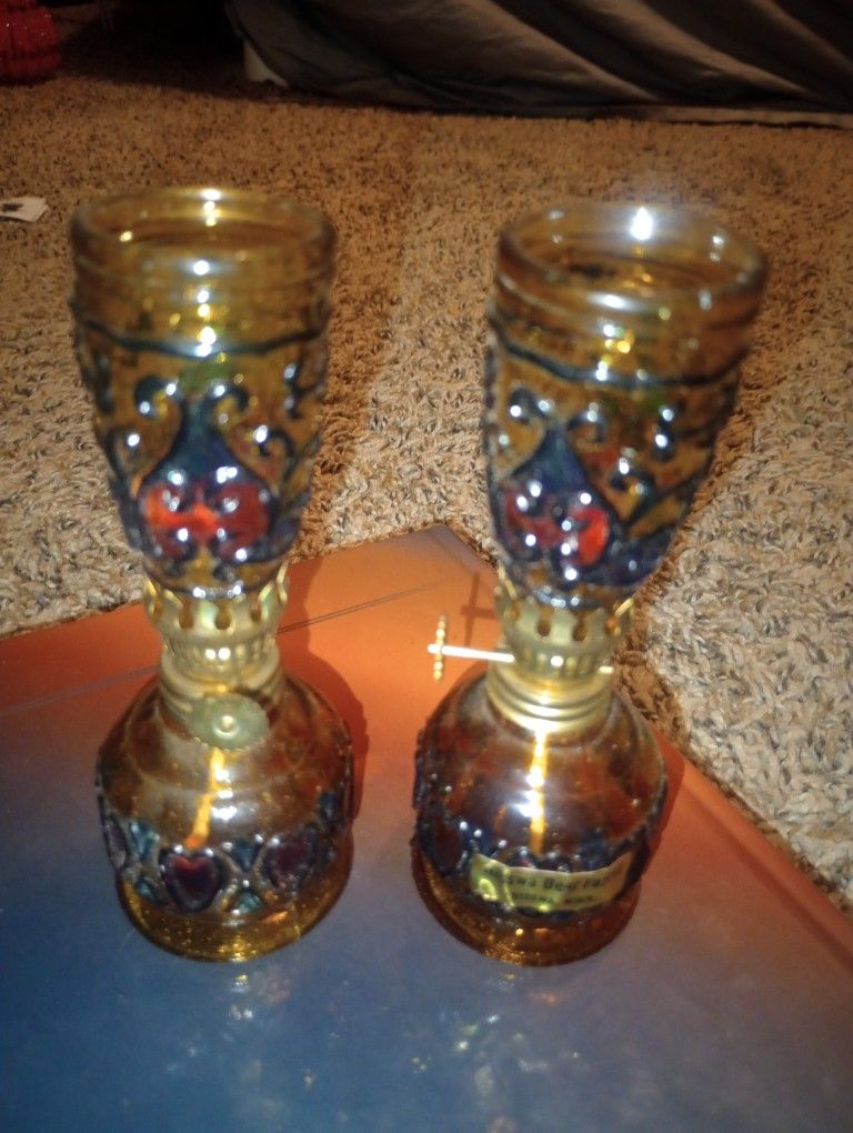 2 Vintage Mini Oil Lamps