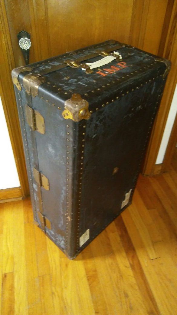 Antique Gimbel Brothers Upright travel steamer trunk