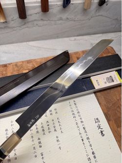 Brand New Yoshikazu Ikeda 300mm Mizu Honyaki Sakimaru  (White #1, Mt. Fuji Hamon) - Japanese Knife